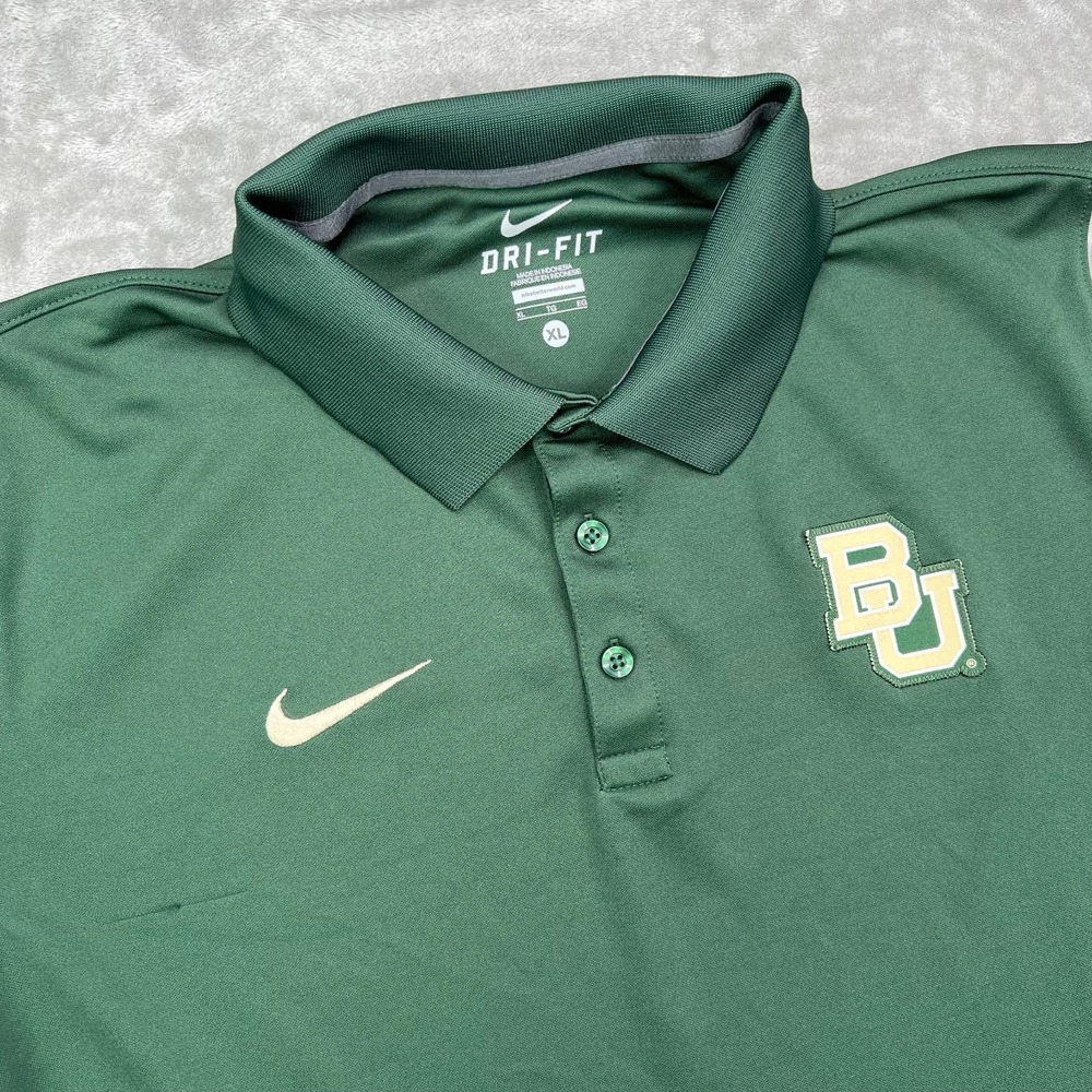 Baylor Bears University Nike Dri-Fit Polo Shirt Men XL Green Performance Golf‎